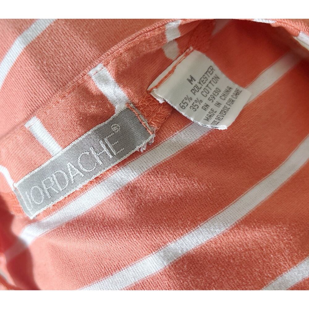 Jordache Top Womens M Vintage Coral White Striped Button Front Sleeveless Shirt - Picture 7 of 7